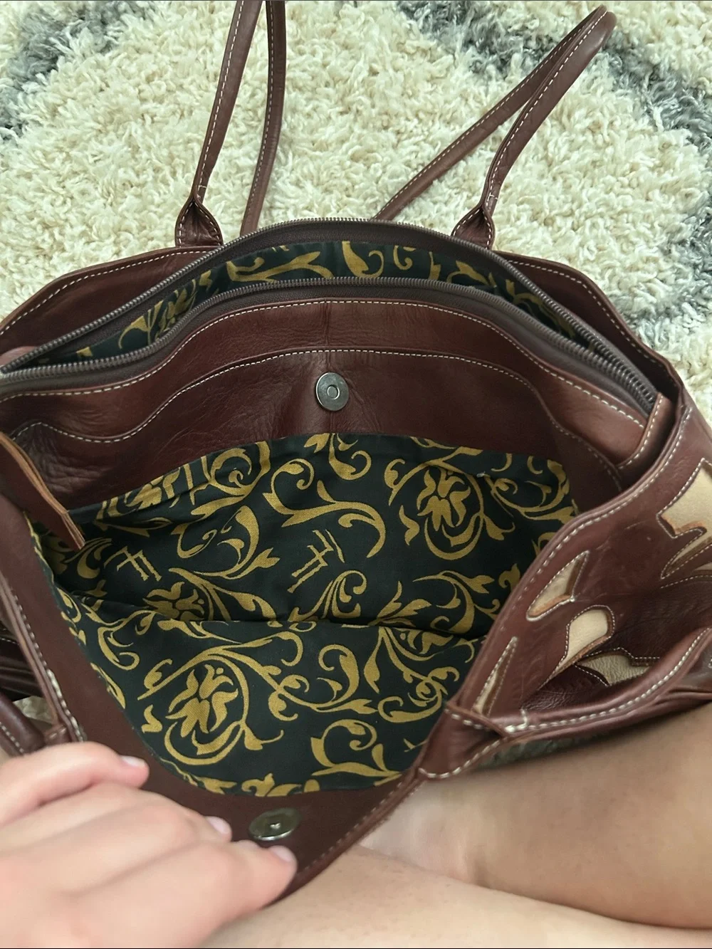 JL Saldivar Brown Leather Laptop Bag for Women